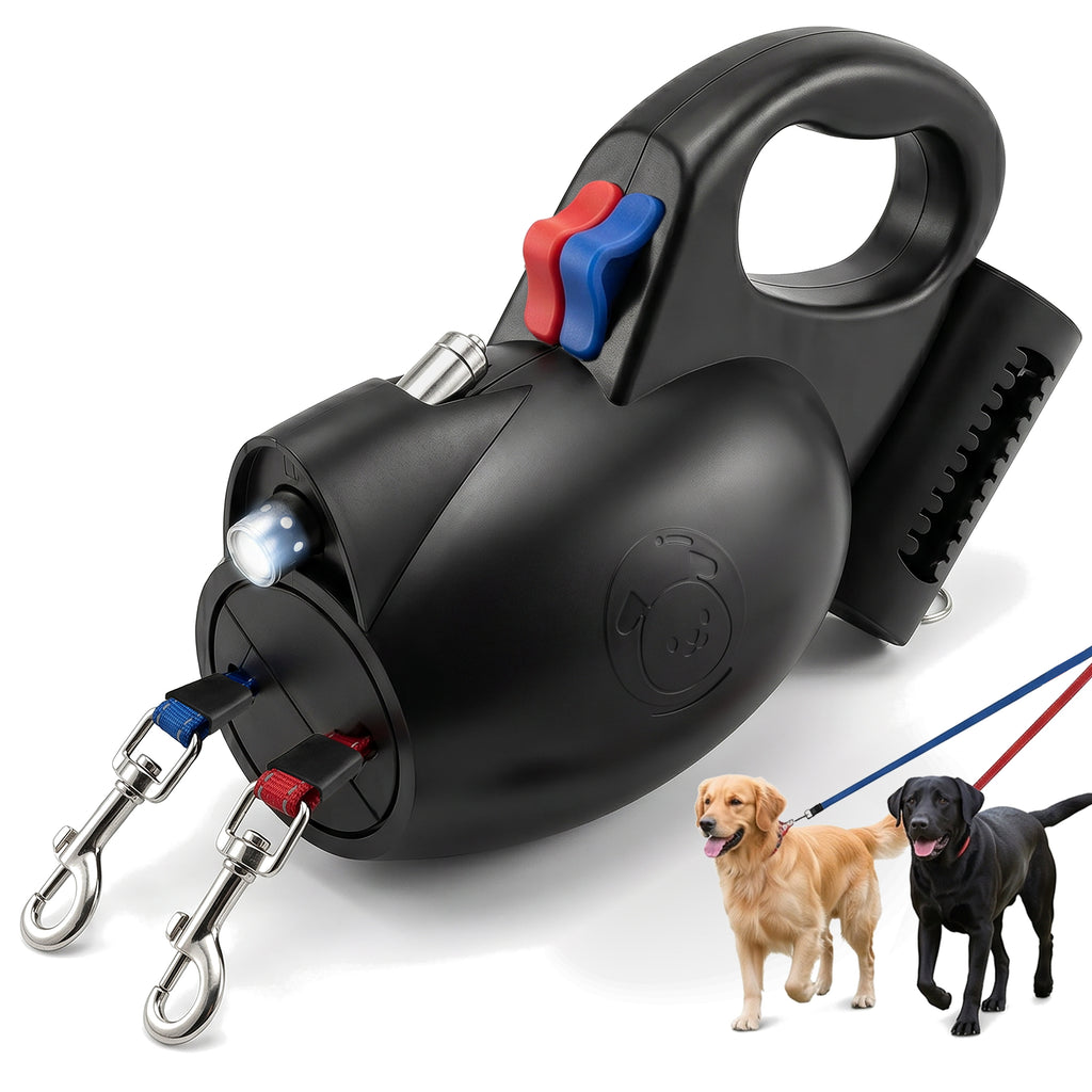 Astro 360 dual retractable dog leash for 2 dogs with 360-degree swivel handle